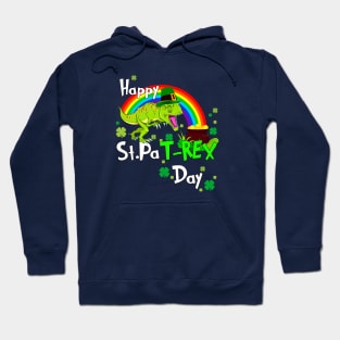 Happy St Patrick's Day Dinosaur PaT Rex Leprechaun Rainbow Hoodie